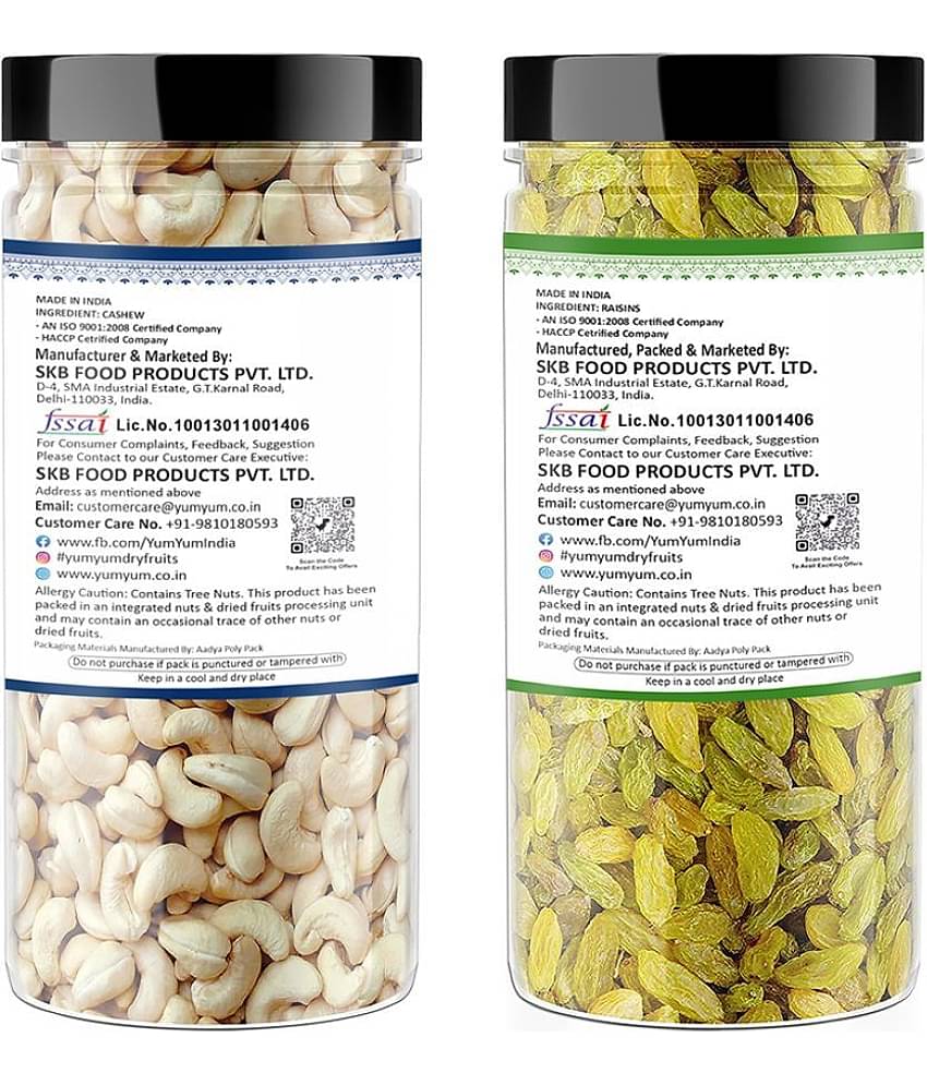 YUM YUM Premium Cashew Nut (250g) & Raisins Kishmish (250g) Dry Fruits Combo - Cashews, Raisins