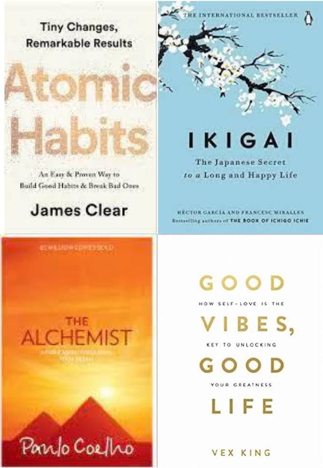     			Atomic Habits + Ikigai + The Alchemist + Good Vibes, Good Life