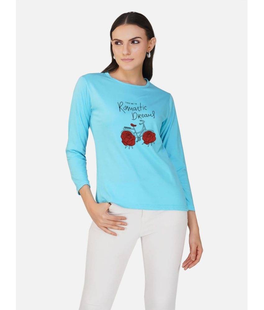     			CHOZI Women Cotton Printed Regular Fit Round Neck T-Shirt ( Blue )