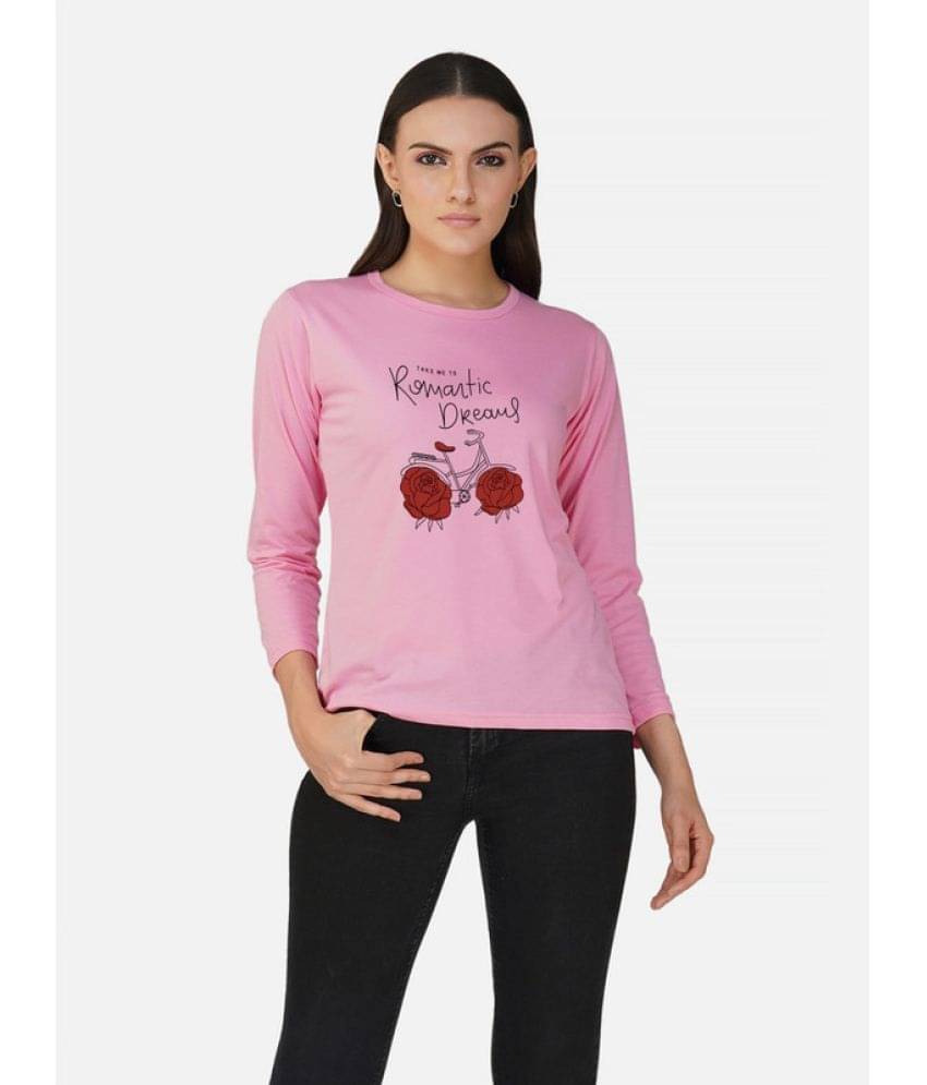 CHOZI Women Cotton Printed Regular Fit Round Neck T-Shirt ( Pink ) CHOZI Women Cotton Printed Regular Fit Round Neck T-Shirt ( Pink )