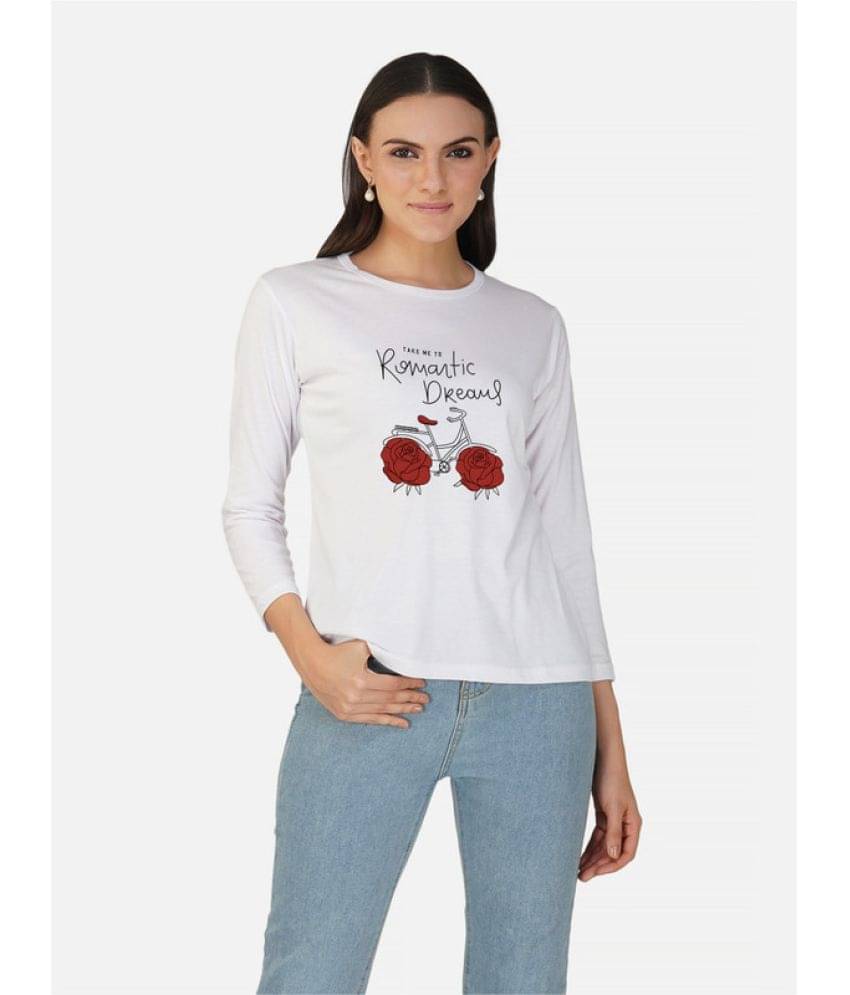 CHOZI Women Cotton Printed Regular Fit Round Neck T-Shirt ( White )     			CHOZI Women Cotton Printed Regular Fit Round Neck T-Shirt ( White )