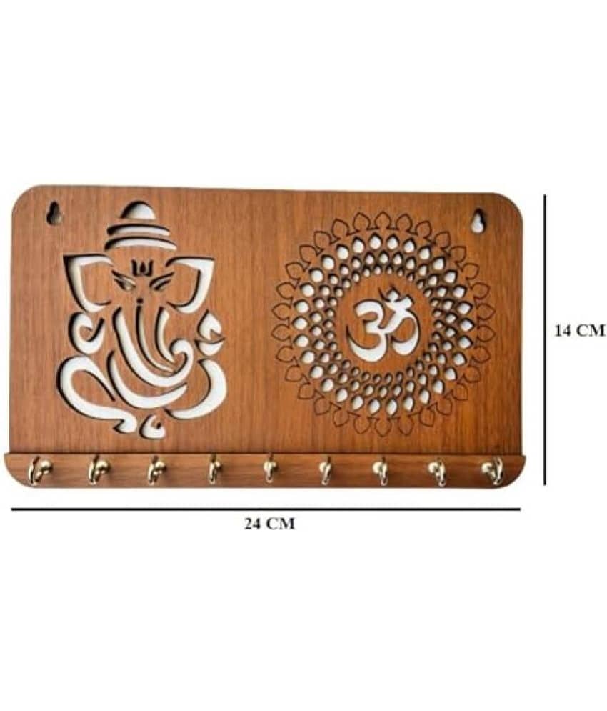 Ganesha Om Chakra Key Holder for Home Decor Items | Stylish Key Hanger Wall Mounted Decoration | Handicraft Key Chain Stand | Wooden Keychain Hangers for Office | Wood Keys Organizer - Stationery | Buy online on ZillyBuy