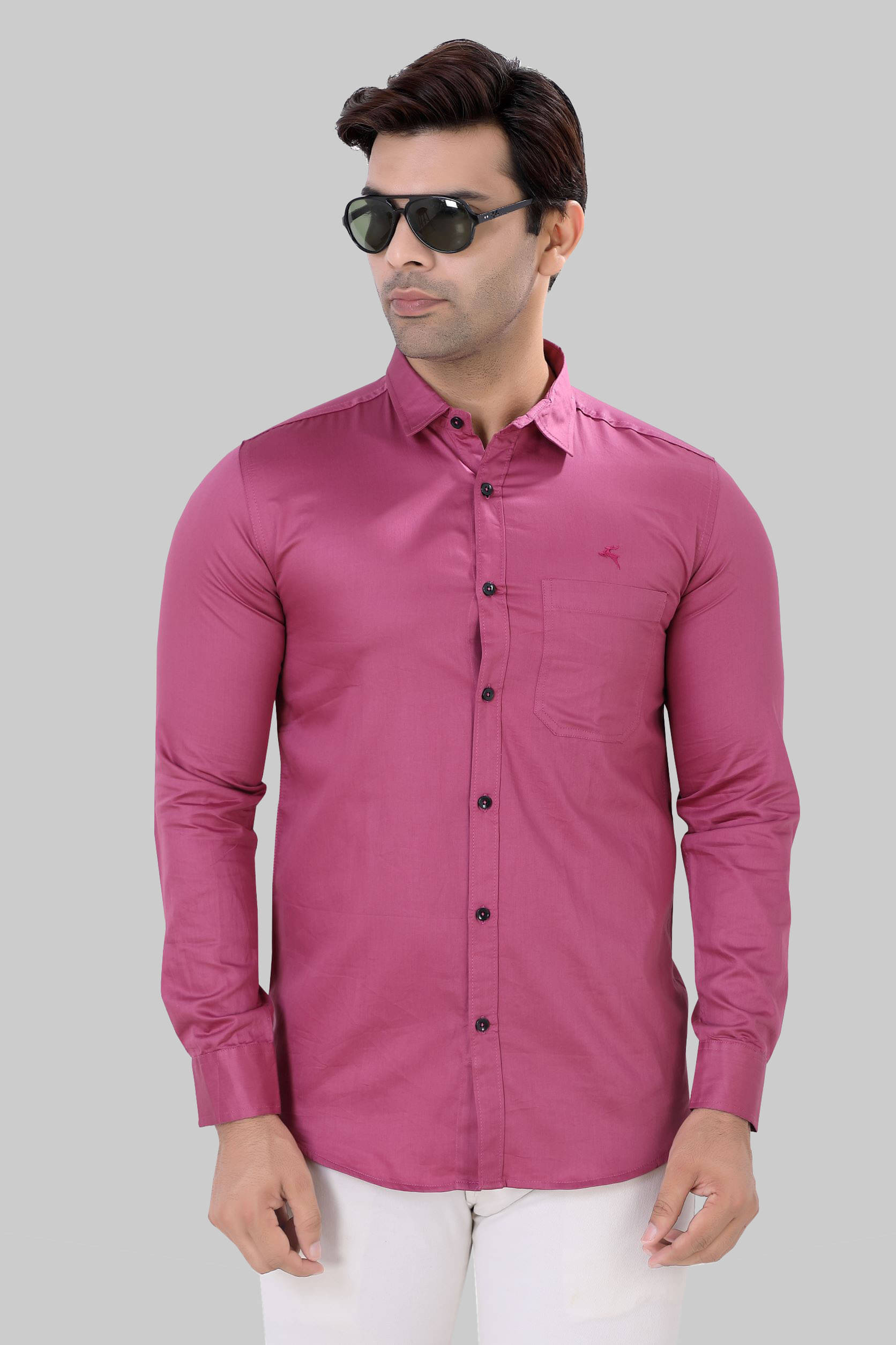     			JVNINE - Be Unique Cotton Blend Regular Fit Solids Full Sleeves Men's Casual Shirt - Pink ( Pack of 1 )
