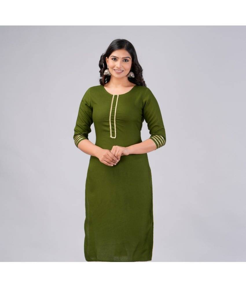     			MAUKA Rayon Embroidered Straight Women's Kurti - Green ( Pack of 1 )