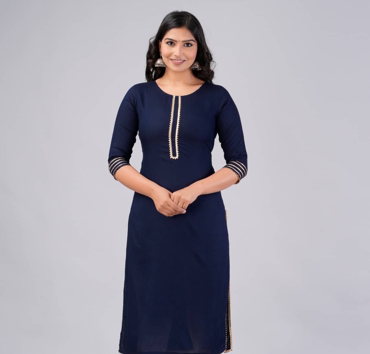 MAUKA Rayon Solid Straight Women's Kurti - Blue ( Pack of 1 ) MAUKA Rayon Solid Straight Women's Kurti - Blue ( Pack of 1 )