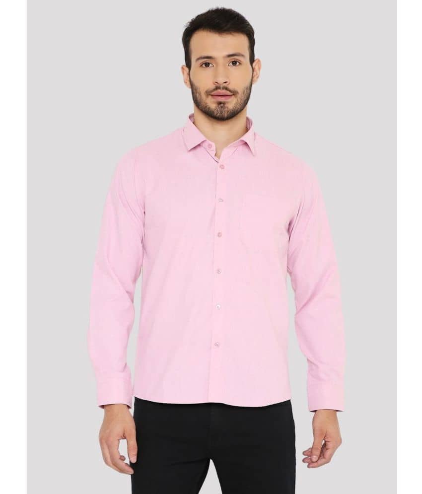 Maharaja Cotton Blend Slim Fit Solids Full Sleeves Men's Casual Shirt - Pink ( Pack of 1 )