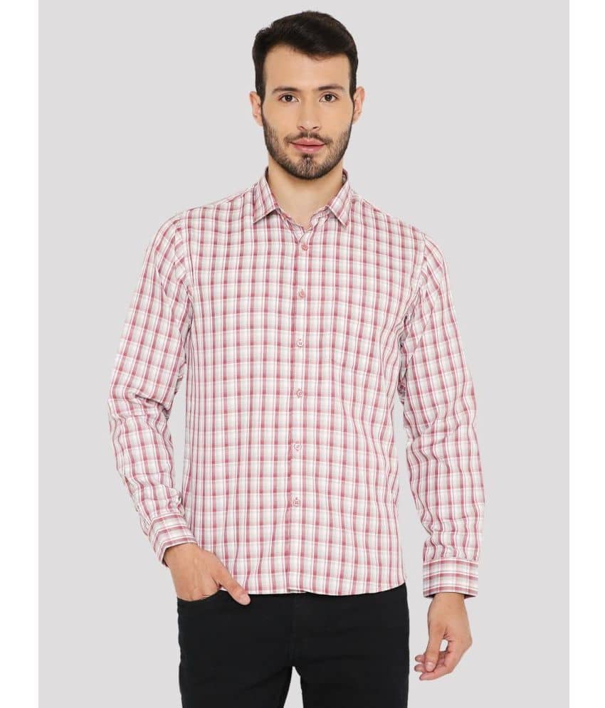 Maharaja Cotton Blend Slim Fit Checks Full Sleeves Men's Casual Shirt - Red ( Pack of 1 )