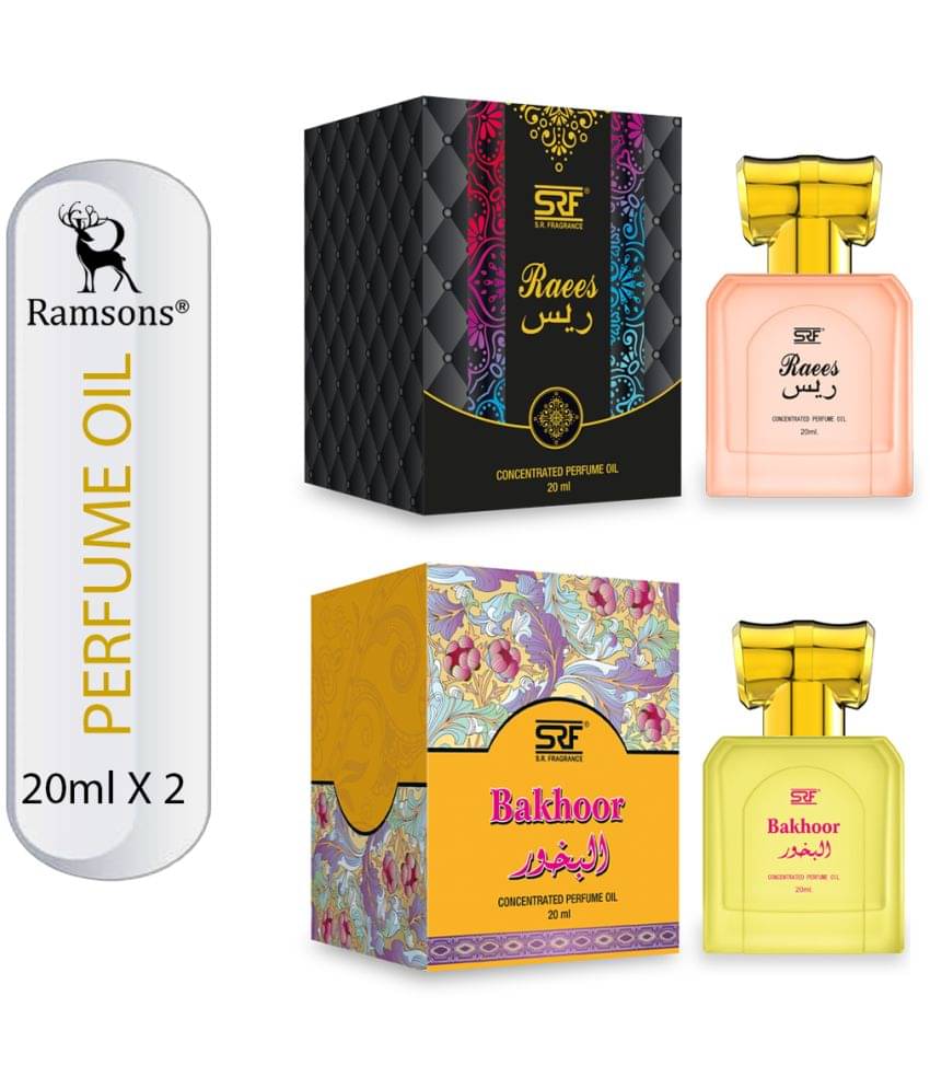 Ramsons - SRF Bakhoor & SRF RAEES Concentrated Perfume Oil Attar Combo 20ml (Pack of 2)     			Ramsons - SRF Bakhoor & SRF RAEES Concentrated Perfume Oil Attar Combo 20ml (Pack of 2)