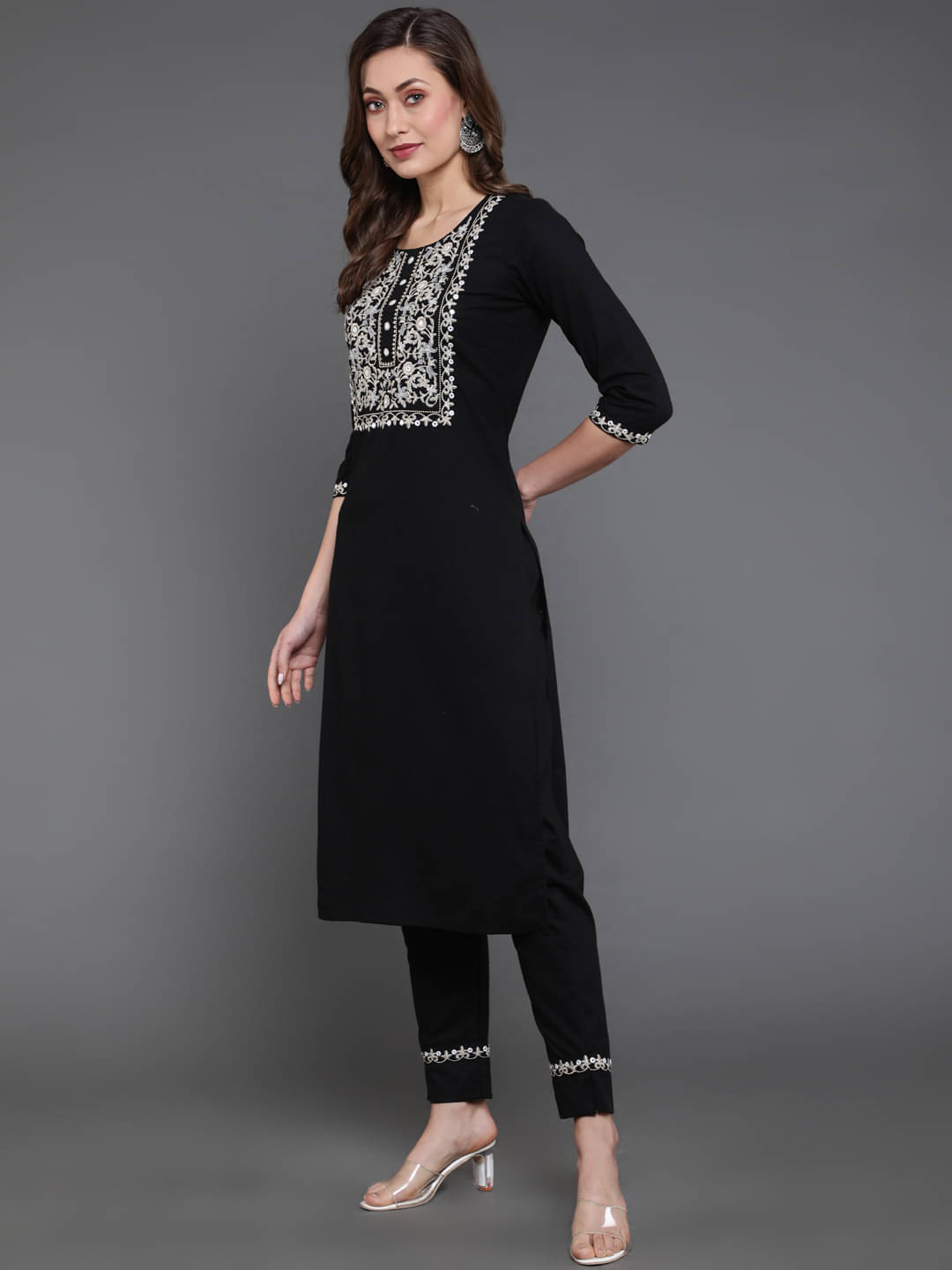 Antaran Cotton Printed Kurti With Pants Women's Stitched Salwar Suit - Black ( Pack of 2 ) Antaran Cotton Printed Kurti With Pants Women's Stitched Salwar Suit - Black ( Pack of 2 )