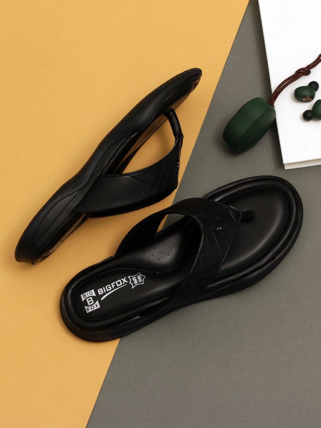    			Big Fox - Black Men's Thong Flip Flop