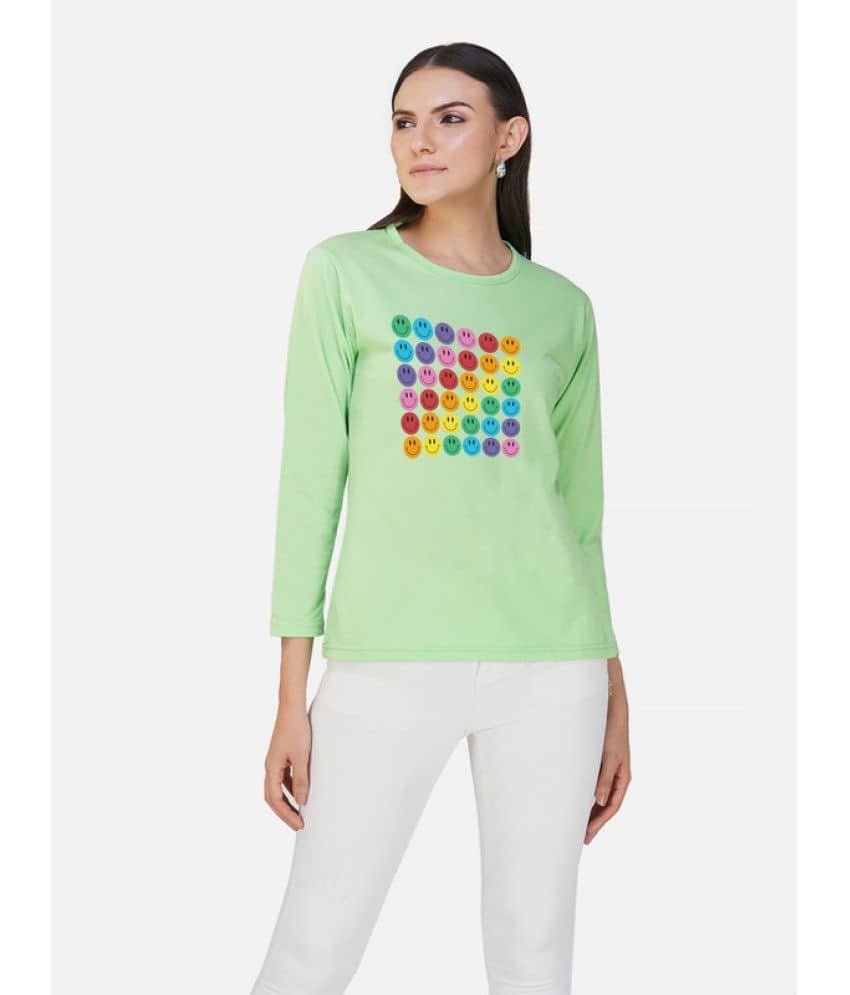 CHOZI Women Cotton Printed Regular Fit Round Neck T-Shirt ( Green )