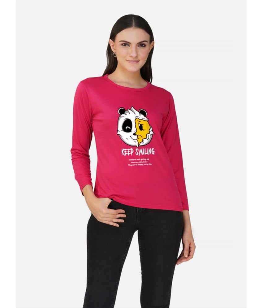 CHOZI Women Cotton Printed Regular Fit Round Neck T-Shirt ( Pink )