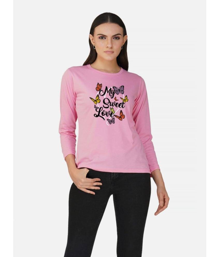     			CHOZI Women Cotton Printed Regular Fit Round Neck T-Shirt ( Pink )