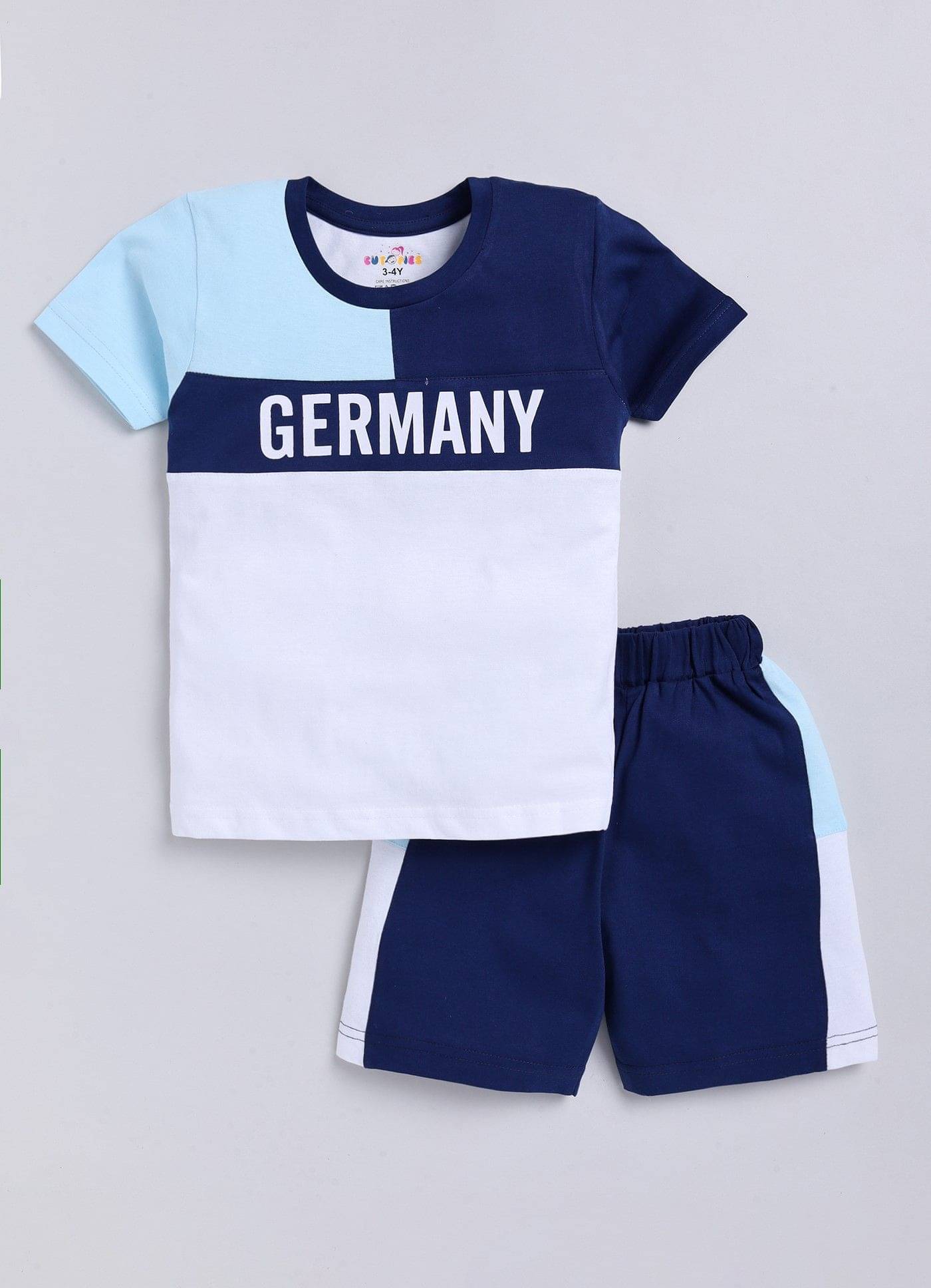     			CUTOPIES Pack of 1 Boys Cotton T-Shirt & Shorts Set ( Blue )
