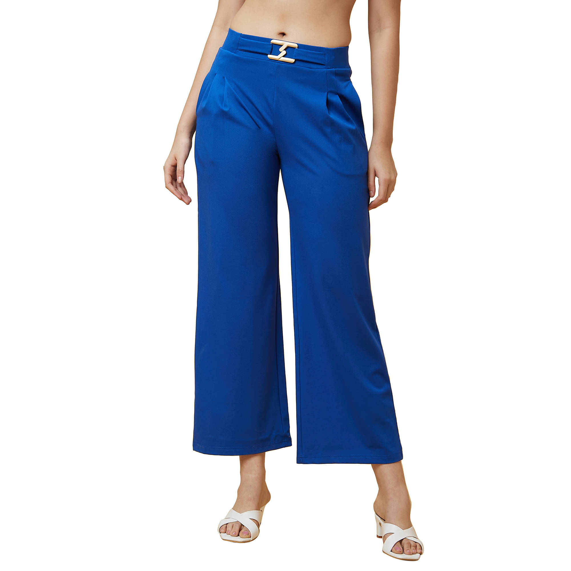     			Globus - Blue Nylon Loose Women's Casual Pants ( Pack of 1 )