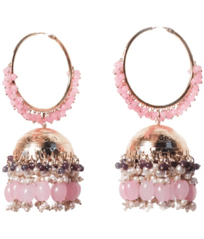     			Jiyanshi fashion - Light Pink Jhumki Earrings ( Pack of 1 )