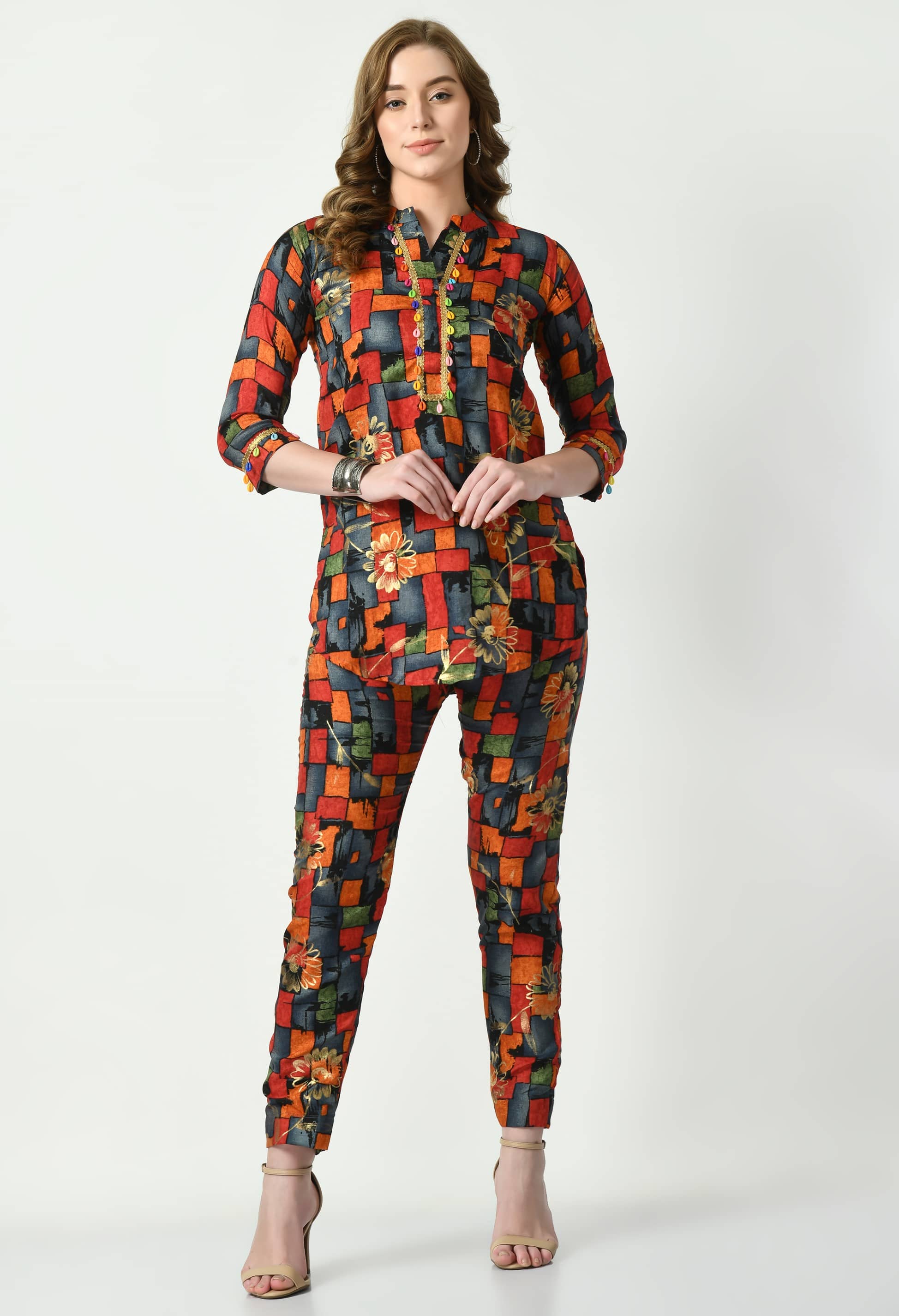 MAURYA Women Printed Shirt With Palazzos Co-Ord Set ( Multicolor )