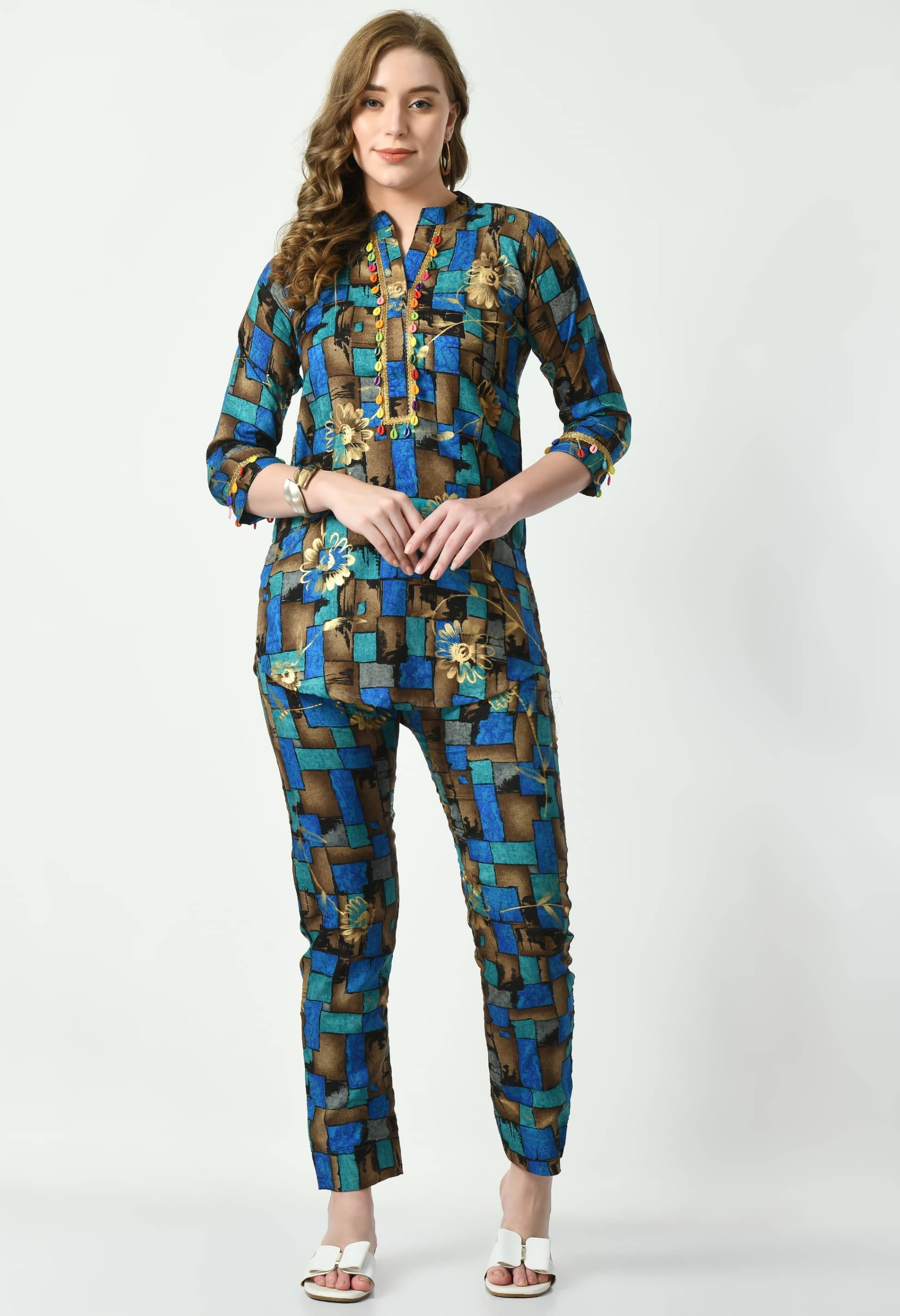 MAURYA Women Printed Shirt With Palazzos Co-Ord Set ( Multicolor )