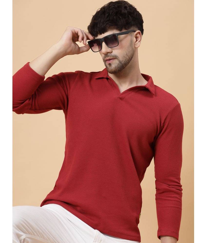Rigo Pack of 1 Cotton Regular Fit Solid Full Sleeves Men's Polo T Shirt ( Maroon ) Rigo Pack of 1 Cotton Regular Fit Solid Full Sleeves Men's Polo T Shirt ( Maroon )