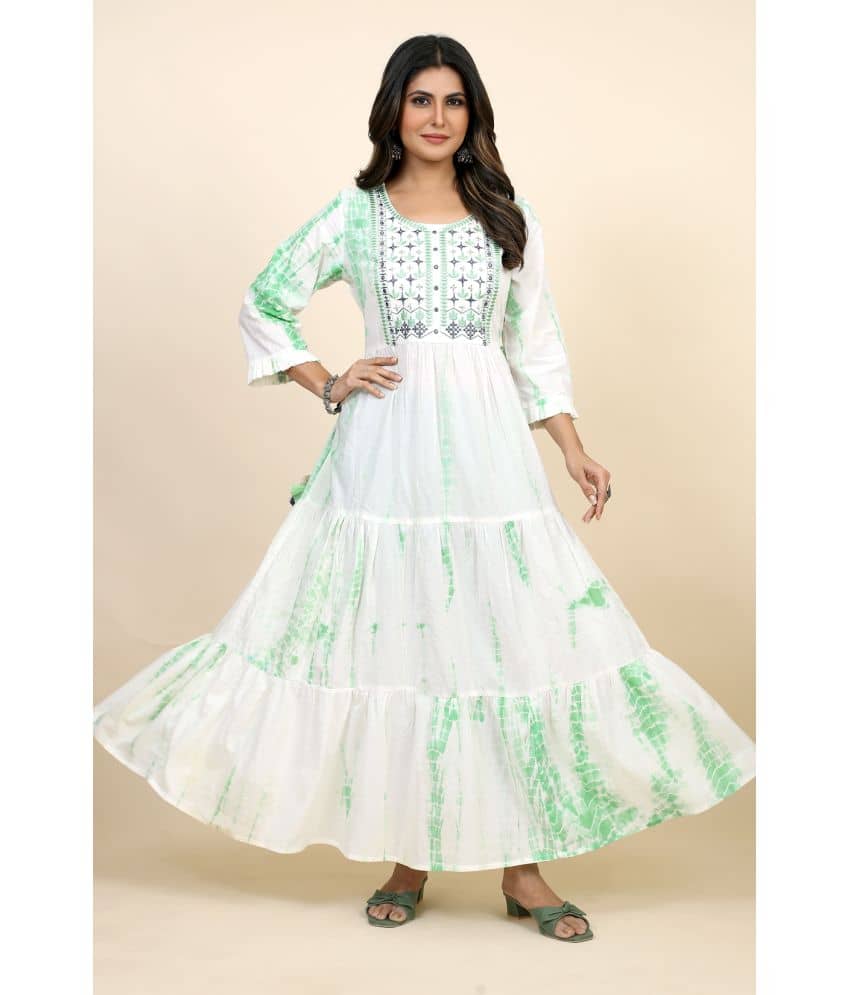 SARRAS Cotton Printed Flared Women's Kurti - Green ( Pack of 1 ) - Kurtis, Tunics | Buy online on ZillyBuy
