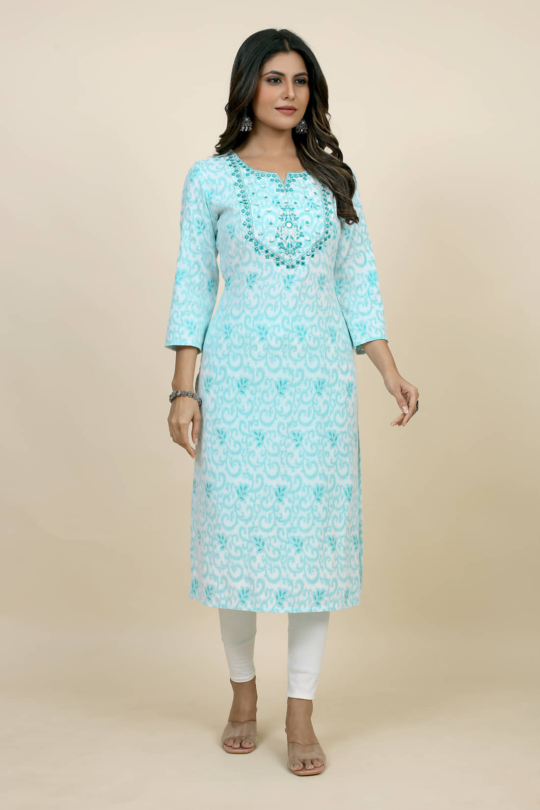 SARRAS Cotton Printed Straight Women's Kurti - Green ( Pack of 1 ) - Kurtis, Tunics | Buy online on ZillyBuy