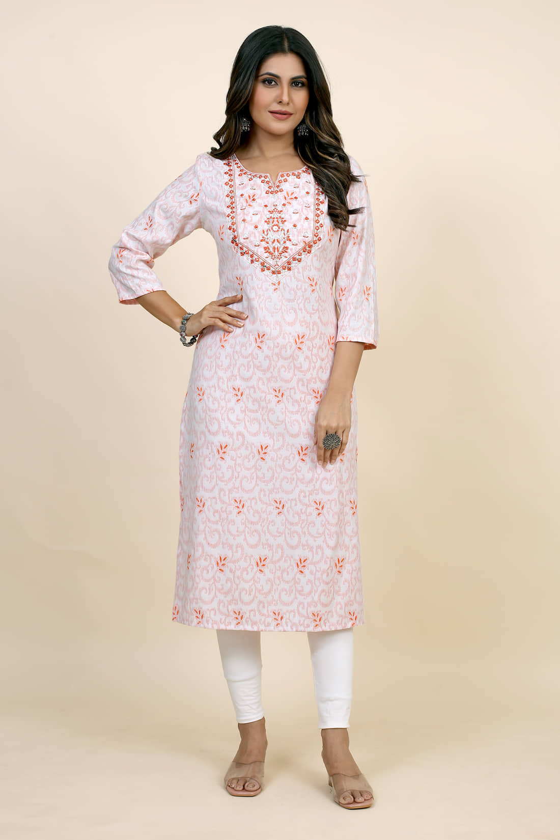 SARRAS Cotton Printed Straight Women's Kurti - Orange ( Pack of 1 ) - Kurtis, Tunics | Buy online on ZillyBuy
