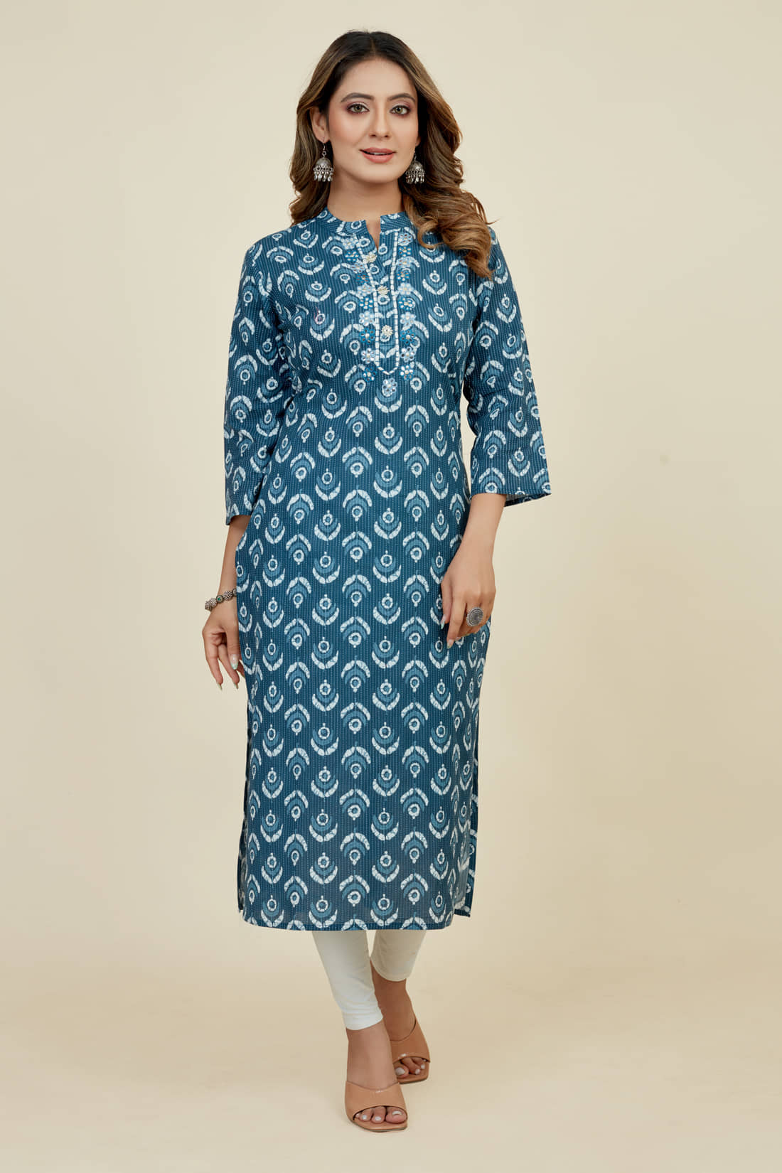 SARRAS Cotton Printed Straight Women's Kurti - Blue ( Pack of 1 ) - Kurtis, Tunics | Buy online on ZillyBuy