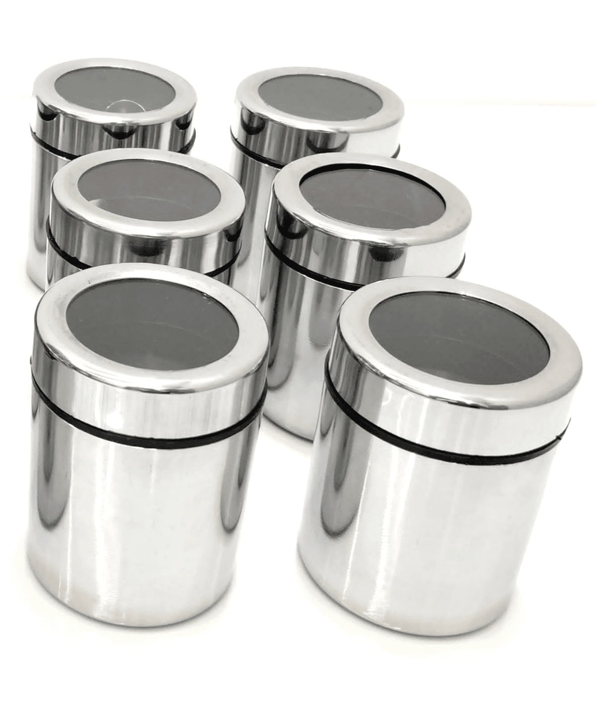     			Visaxmi Masala Dabba Steel Silver Spice Container ( Set of 6 )