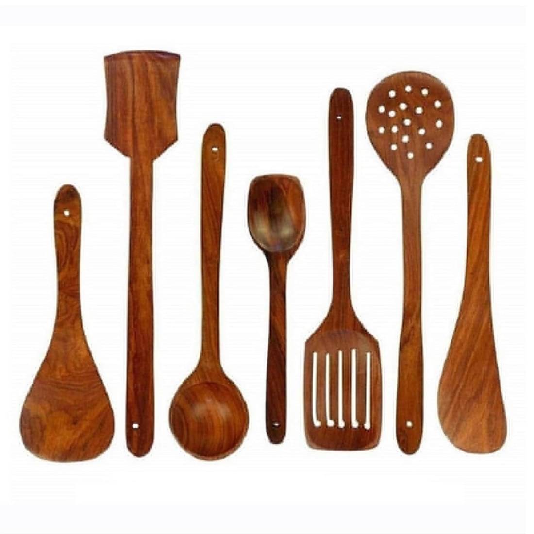     			erum - Brown Wood Mixing Spatula ( Pack of 7 )