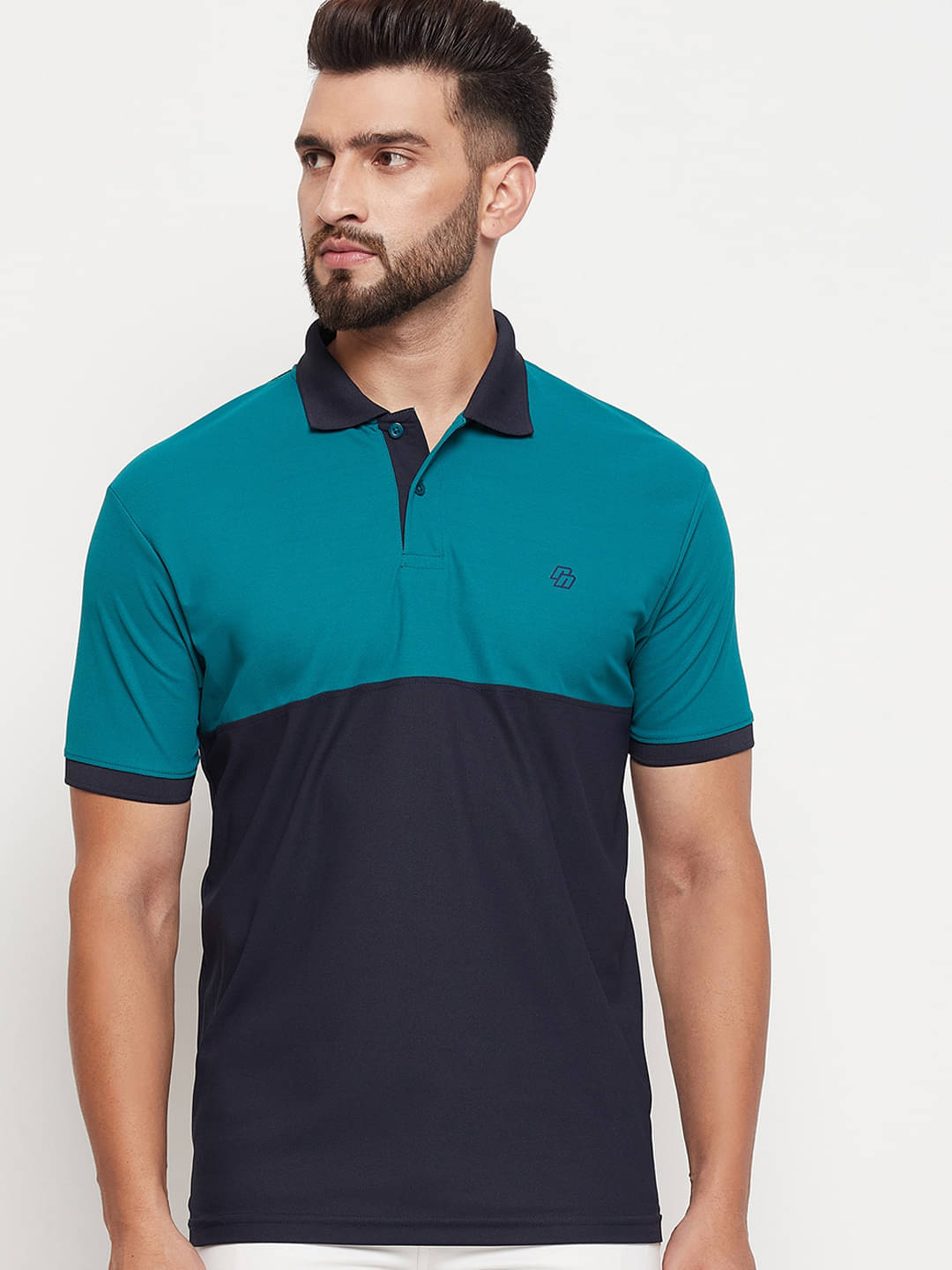 renuovo Pack of 1 Cotton Blend Regular Fit Colorblock Half Sleeves Men's Polo T Shirt ( Navy Blue ) renuovo Pack of 1 Cotton Blend Regular Fit Colorblock Half Sleeves Men's Polo T Shirt ( Navy Blue )