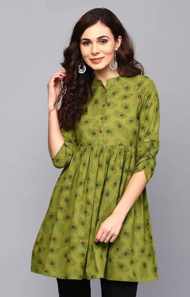 Antaran Women's Cotton A-Line Top ( Green ) Antaran Women's Cotton A-Line Top ( Green )