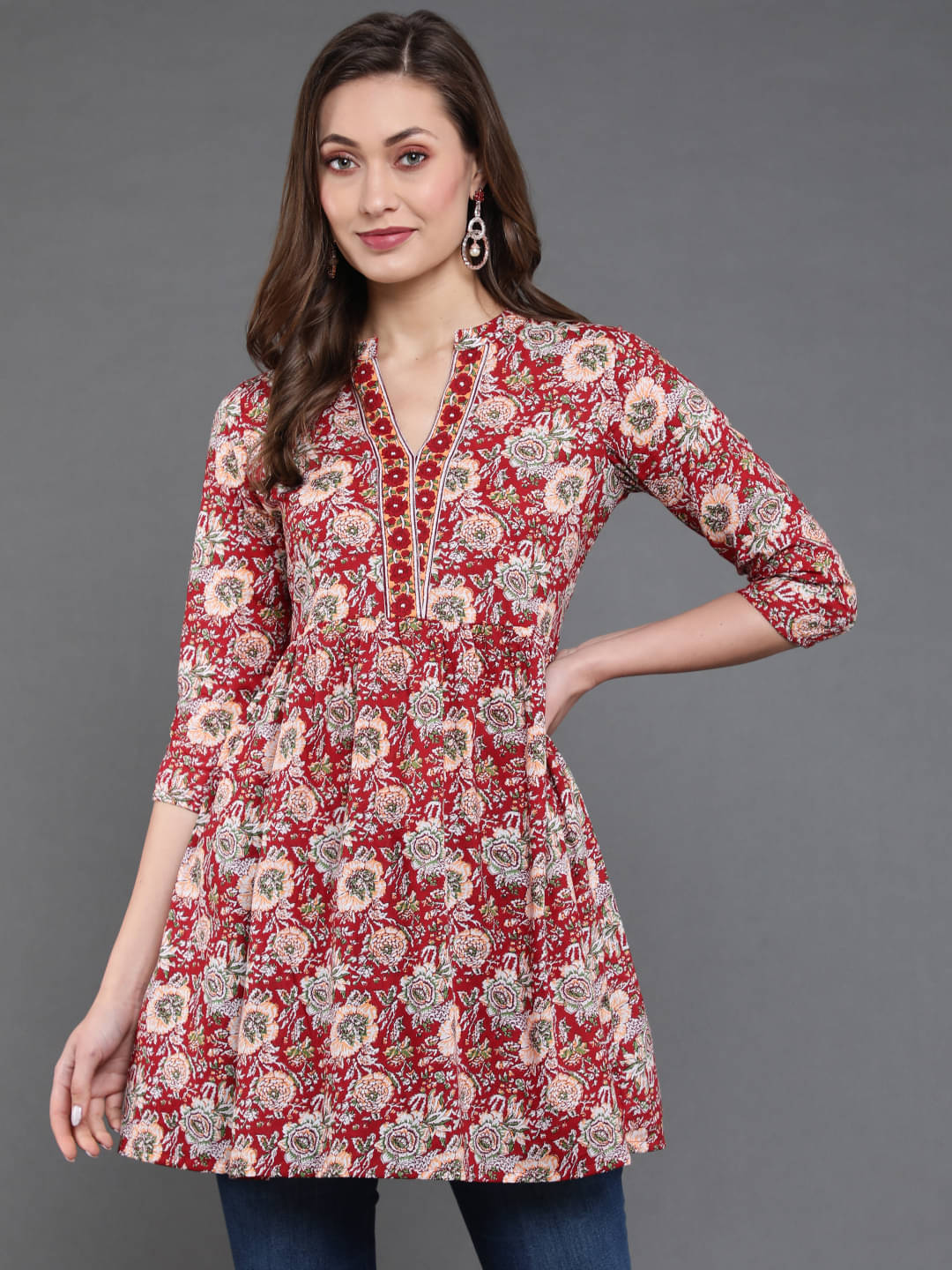 Antaran Women's Cotton Regular Top ( Red )     			Antaran Women's Cotton Regular Top ( Red )