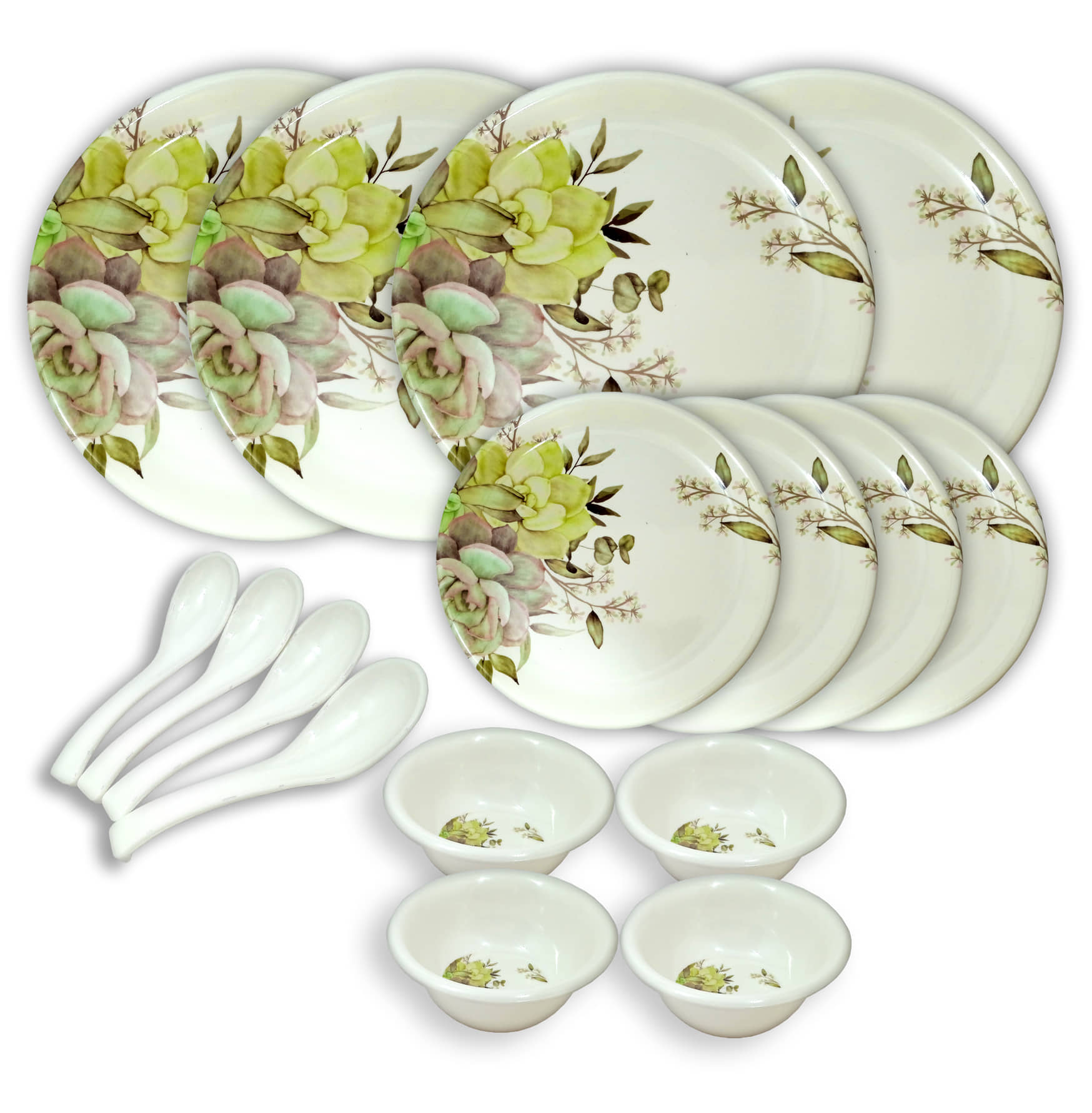 Inpro - 16 Pcs Melamine Dinner Set Multicolor Melamine Dinner Set ( Pack of 16 )