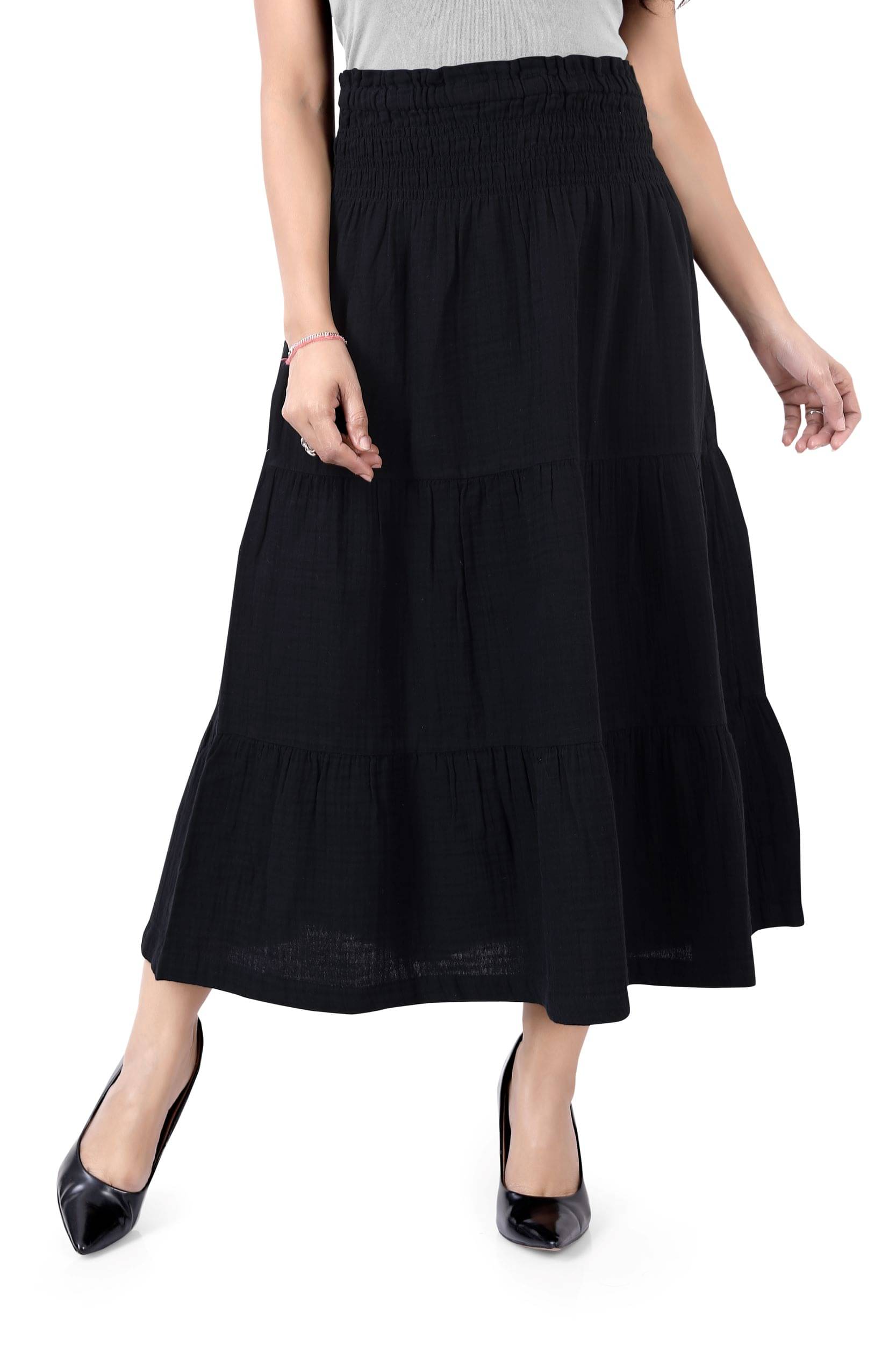 JVNINE - Black Cotton Women's Flared Skirt ( Pack of 1 ) JVNINE - Black Cotton Women's Flared Skirt ( Pack of 1 )