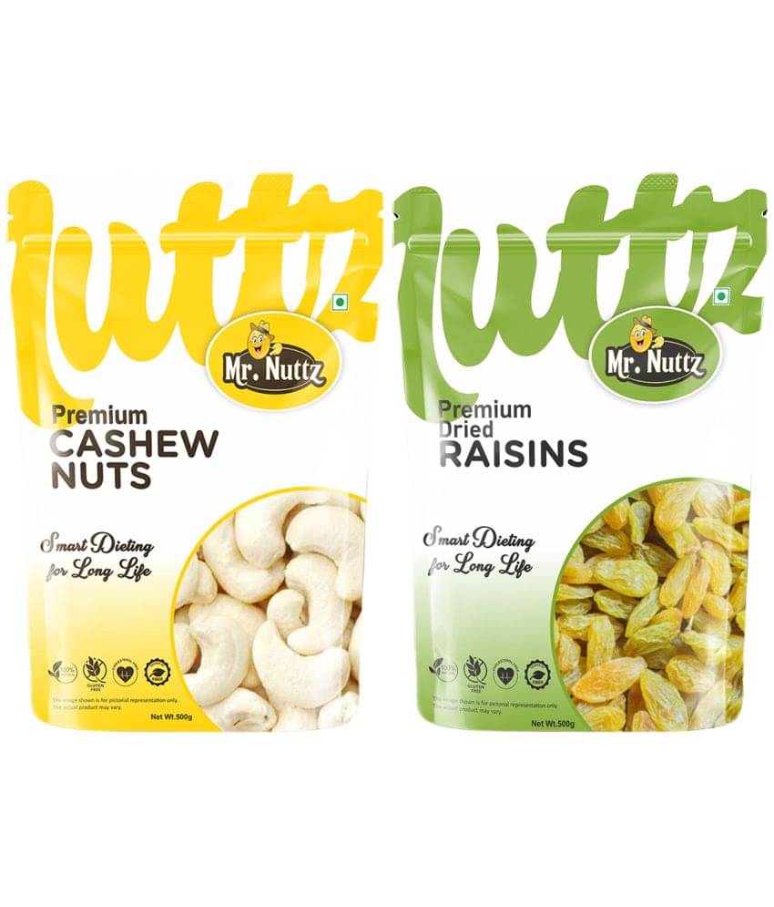 Mr.Nuttz Premium Cashew Nut & Raisins Kishmish Dry Fruits Combo Pack- Cashews, Raisins (2 x 0.5 kg) Mr.Nuttz Premium Cashew Nut & Raisins Kishmish Dry Fruits Combo Pack- Cashews, Raisins (2 x 0.5 kg)