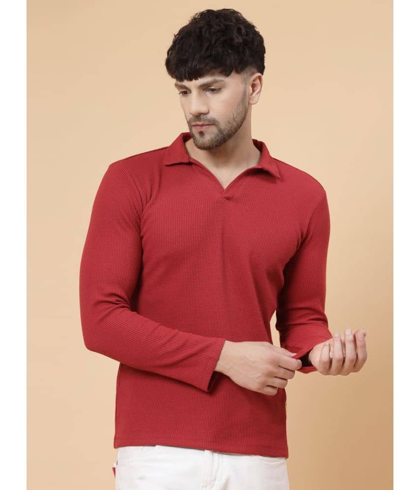 Rigo Pack of 1 Cotton Regular Fit Self Design Full Sleeves Men's Polo T Shirt ( Black )