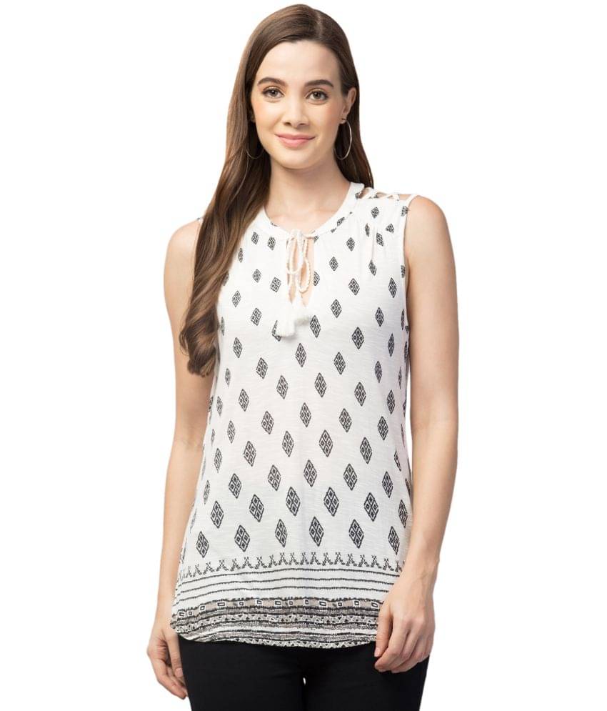     			Swapi Women's Rayon Drawstring Top ( White )