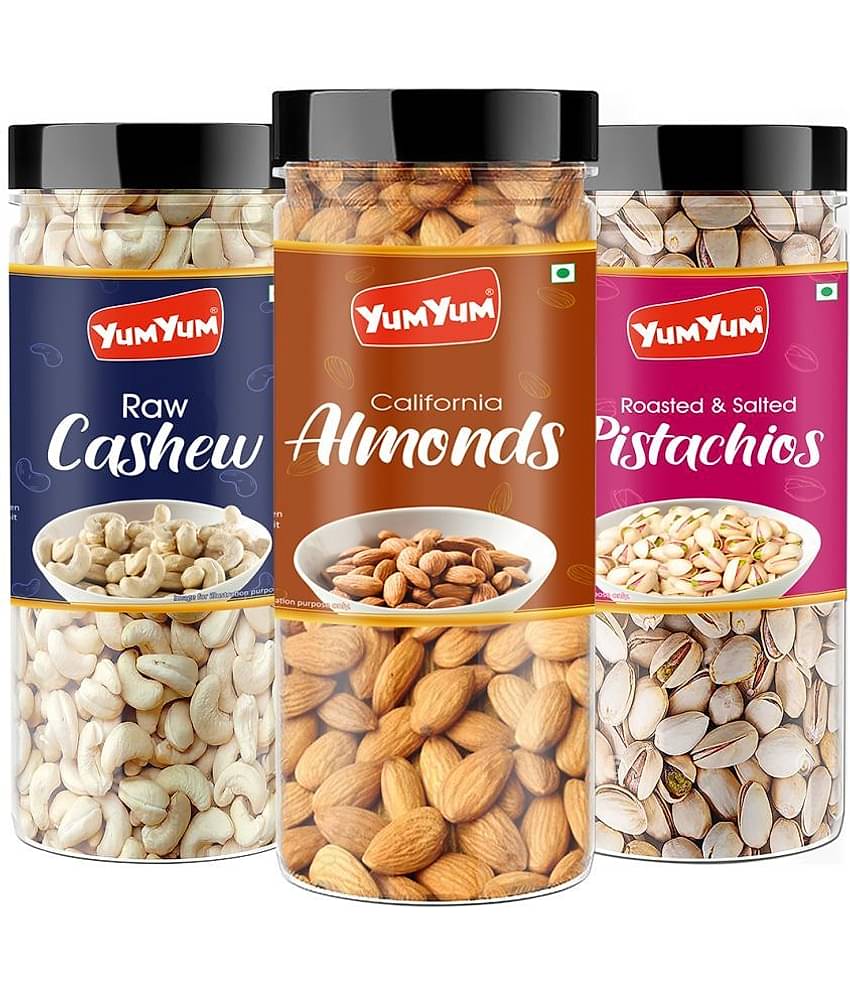 YUM YUM Premium California Almonds (150g) Pista (150g) and Cashew (150g) Dry Fruits Combo
