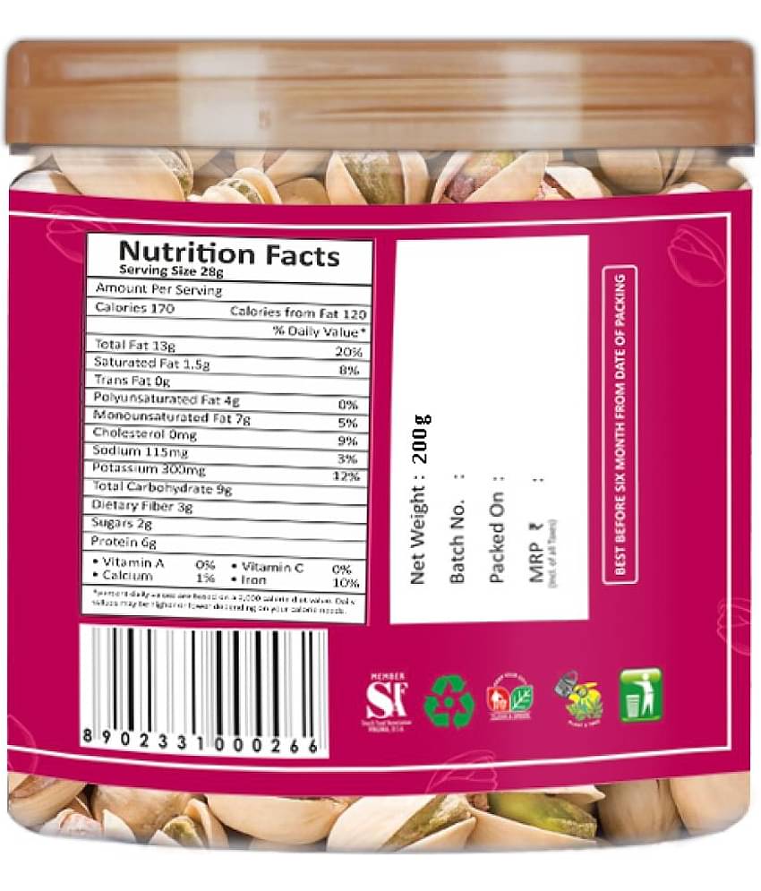 YUM YUM Premium Roasted & Salted Pistachio Nut 200g Jar Pistachios (200 g)