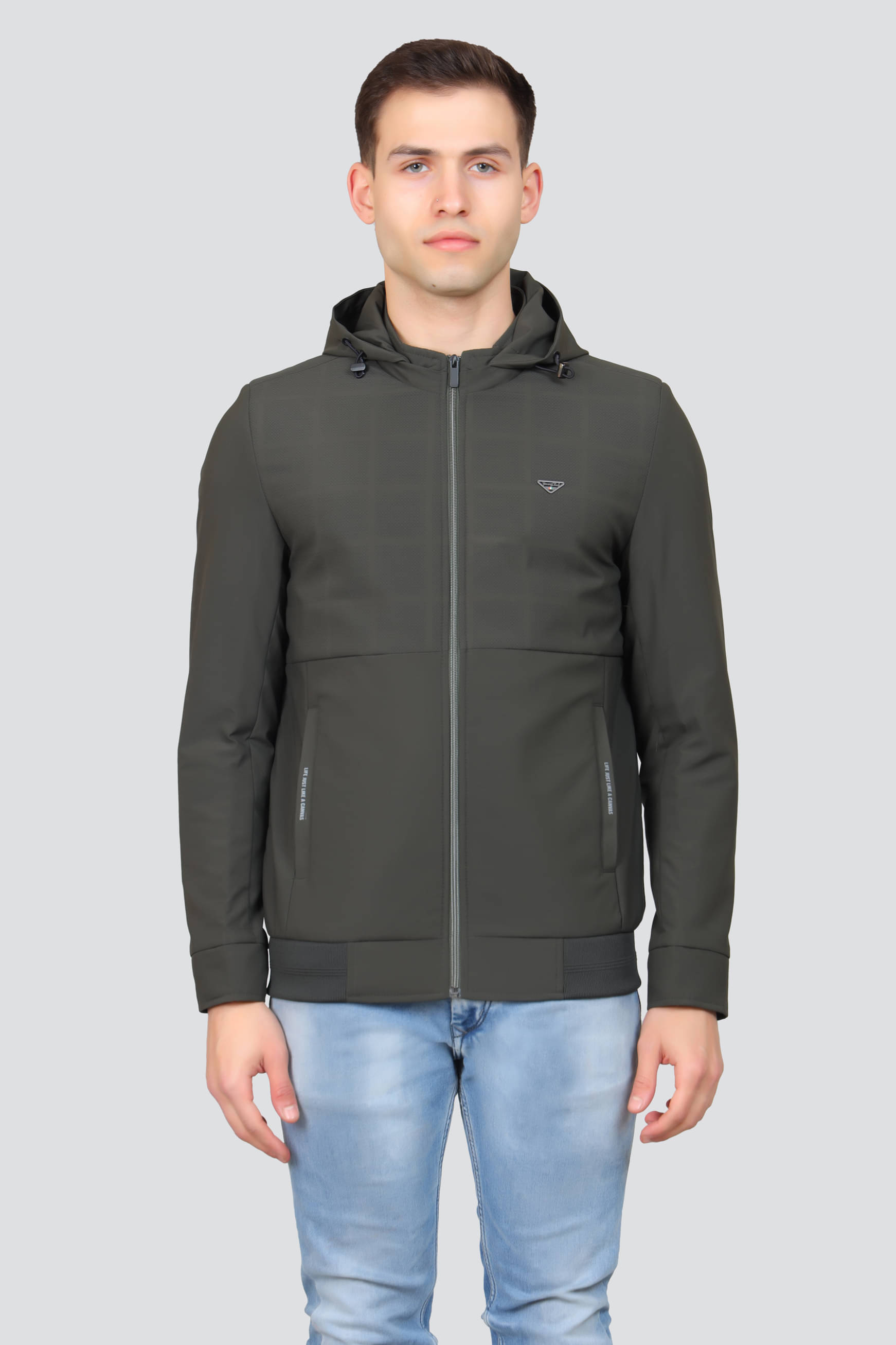     			Young Club Classic Polyester Men's Casual Jacket - Olive ( Pack of 1 )