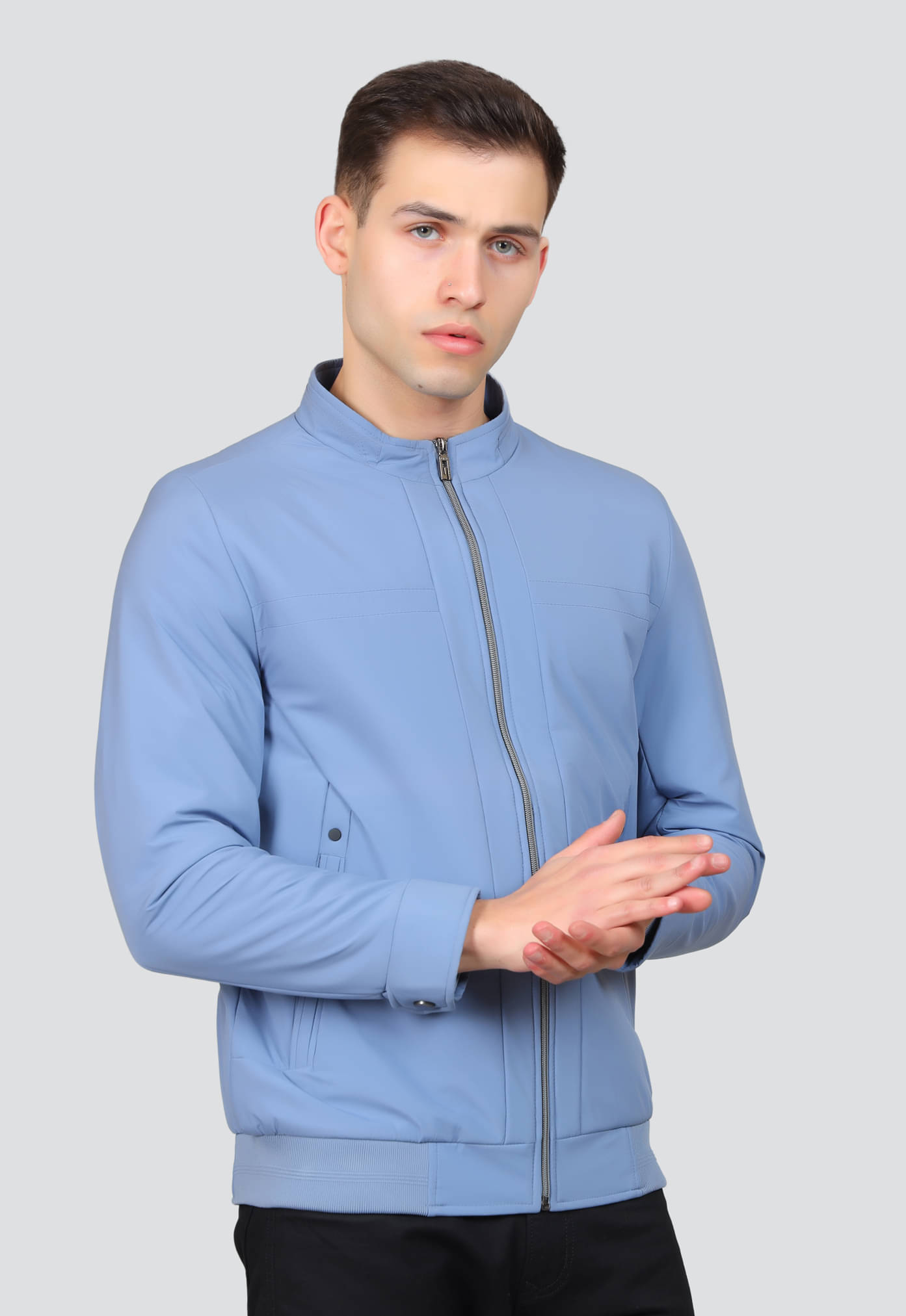Young Club Classic Polyester Men's Casual Jacket - Blue ( Pack of 1 ) Young Club Classic Polyester Men's Casual Jacket - Blue ( Pack of 1 )
