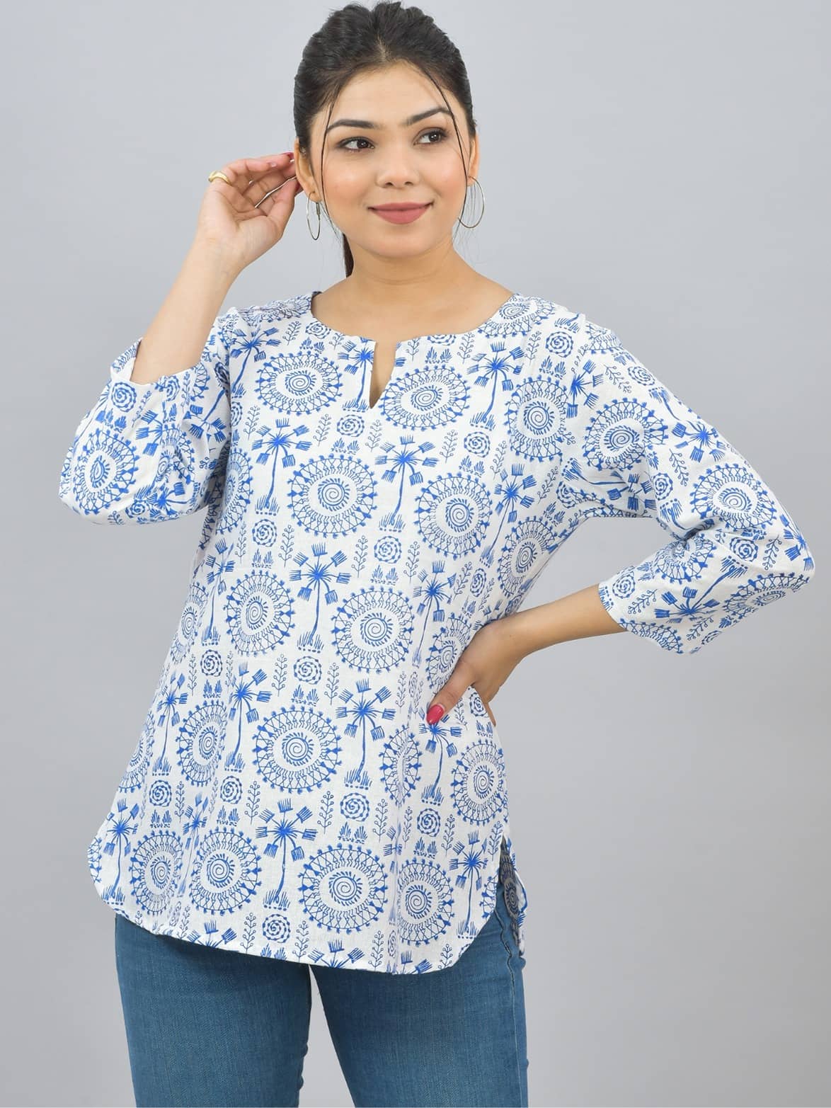 QuaClo Women's Cotton Tunic ( Blue )