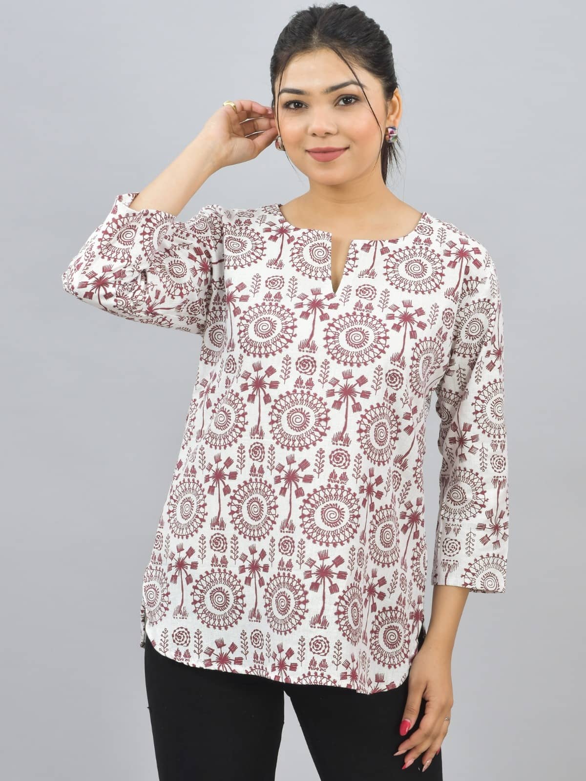 QuaClo Women's Cotton Tunic ( Maroon )