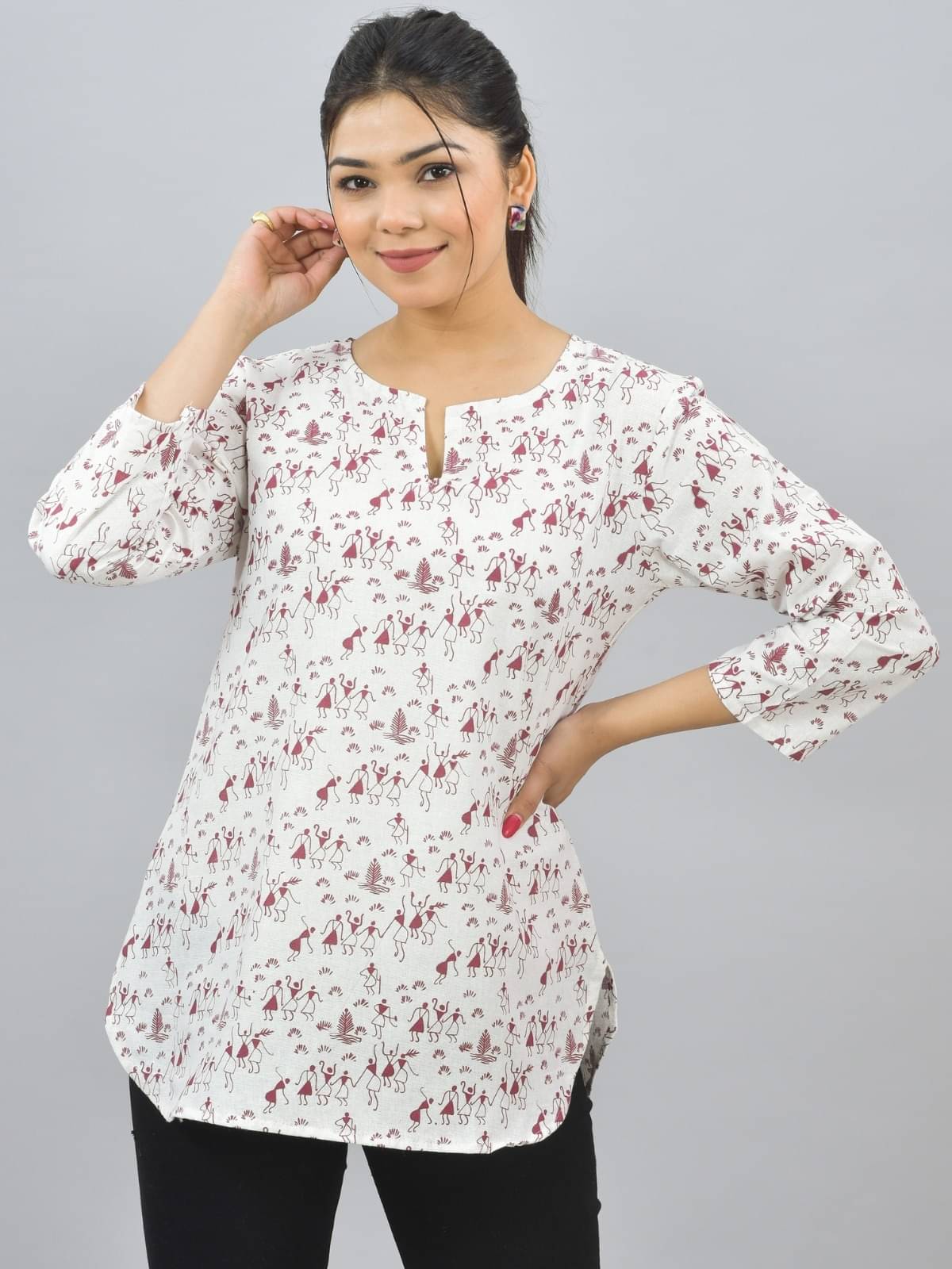 QuaClo Maroon Cotton Women's Tunic ( Pack of 1 ) QuaClo Maroon Cotton Women's Tunic ( Pack of 1 )