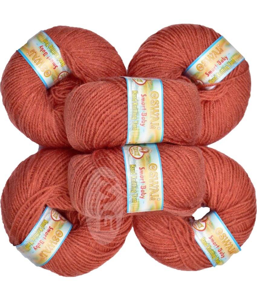    			100% Acrylic Wool Rust (6 pc) Smart Baby 4 ply Wool Ball Hand Knitting Wool/Art Craft Soft Fingering Crochet Hook Yarn, Needle Knitting Yarn Thread Dyed