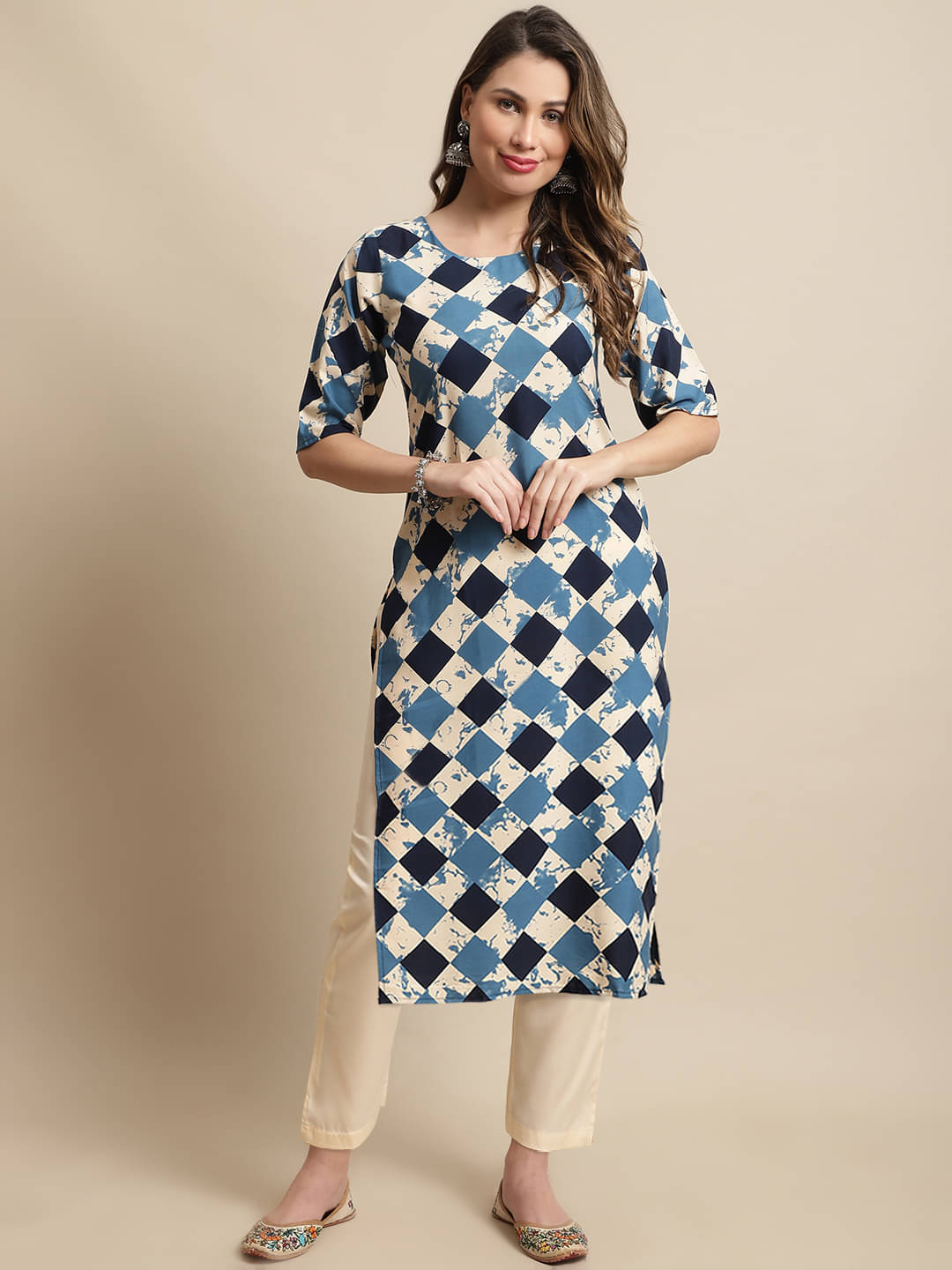 7Threads Crepe Printed Straight Women's Kurti - Multicoloured ( Pack of 1 ) 7Threads Crepe Printed Straight Women's Kurti - Multicoloured ( Pack of 1 )