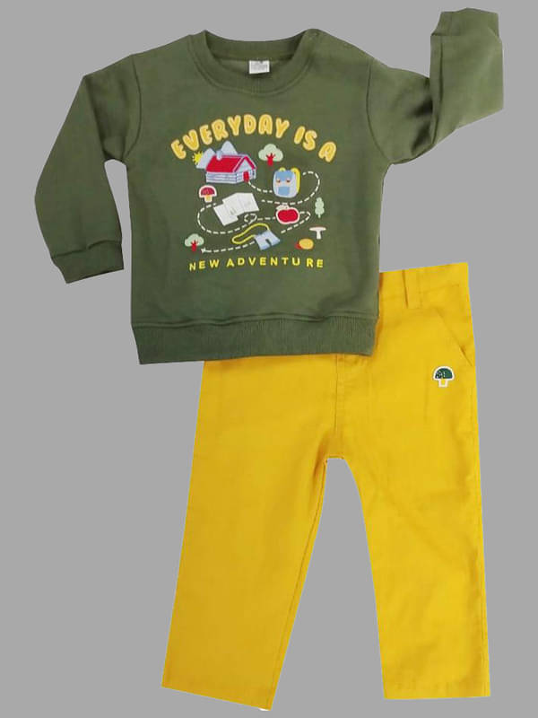Dollar Pack of 1 Baby Boys Cotton Blend T-Shirt & Trouser ( Multi )     			Dollar Pack of 1 Baby Boys Cotton Blend T-Shirt & Trouser ( Multi )