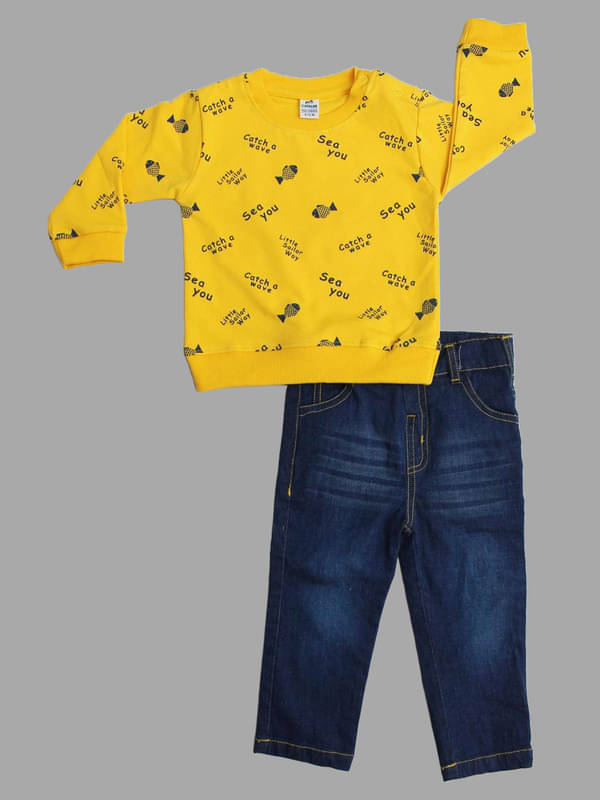 Dollar Pack of 1 Boys Cotton Blend T-Shirt & Jeans Set ( Multicolor )     			Dollar Pack of 1 Boys Cotton Blend T-Shirt & Jeans Set ( Multicolor )