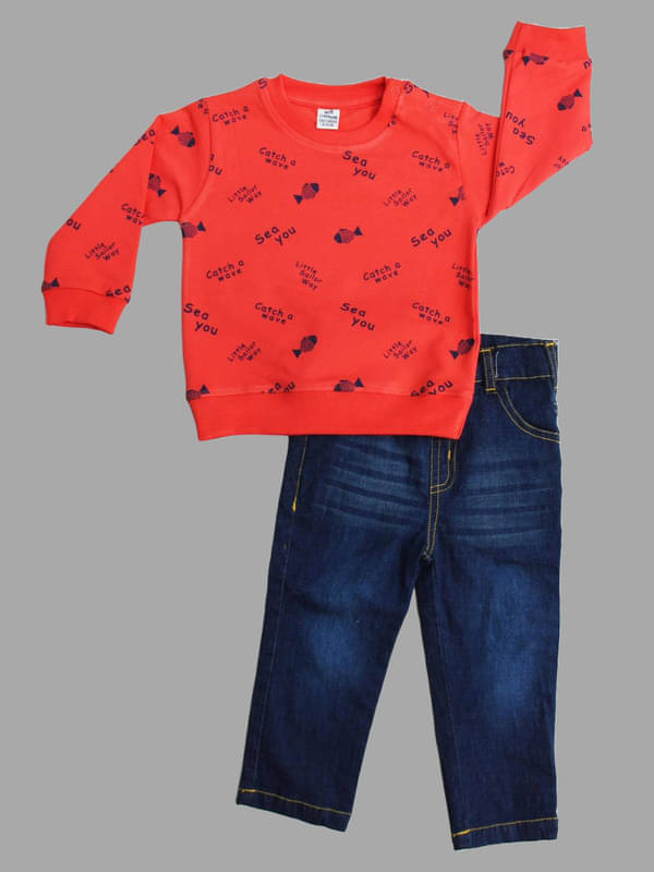 Dollar Pack of 1 Boys Cotton Blend T-Shirt & Jeans Set ( Multicolor ) Dollar Pack of 1 Boys Cotton Blend T-Shirt & Jeans Set ( Multicolor )