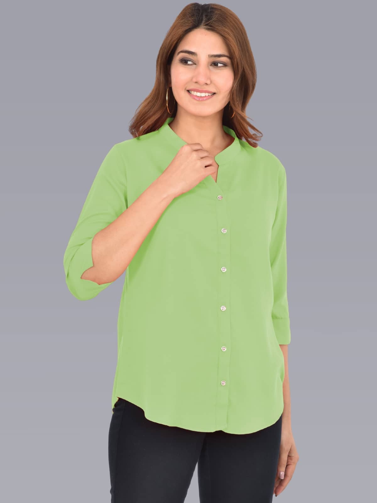 FABISHO Women's Rayon Regular Top ( Green )